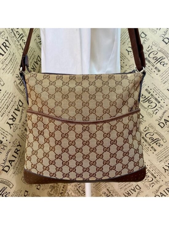 Gucci Handbags - ★SOLD★ Gucci Shoulder Bag GG Canvas Crossbody Brown Perforated